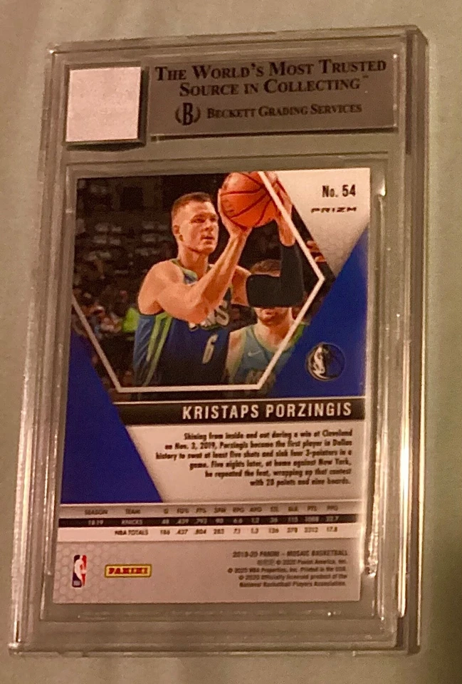 Kristaps Porzingis 2015-16 Panini Mosaic Game Used Worn Blue Jersey BGS Beckett - Image 2 of 4