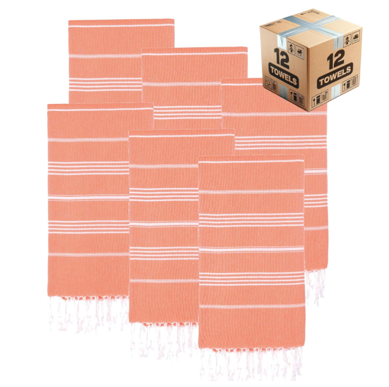 12 Pack Oversized 38x71 Inch Quick-Dry Turkish Cotton Beach Towels Sand-Free