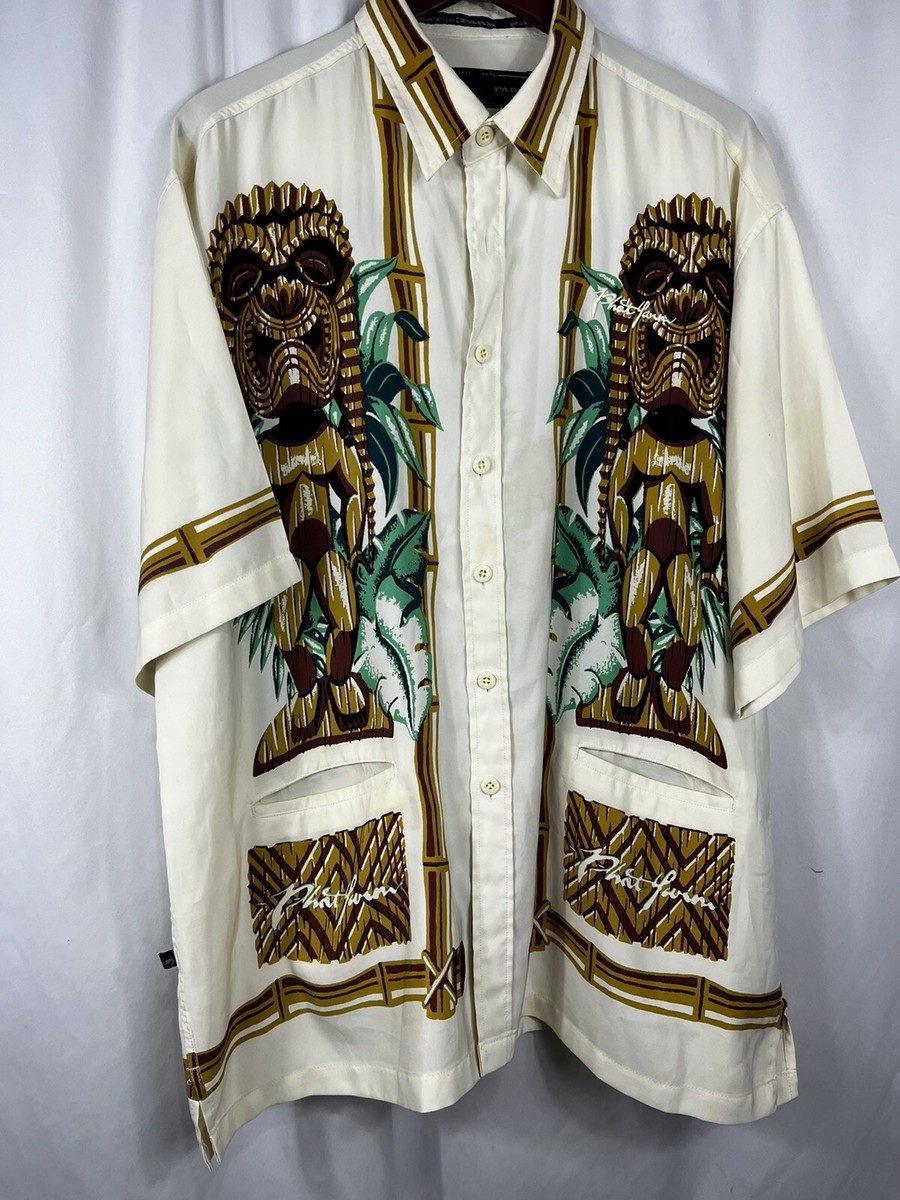Vintage Phat Farm Tiki Hawaiian Shirt XL Russell Simmons Hip Hop 