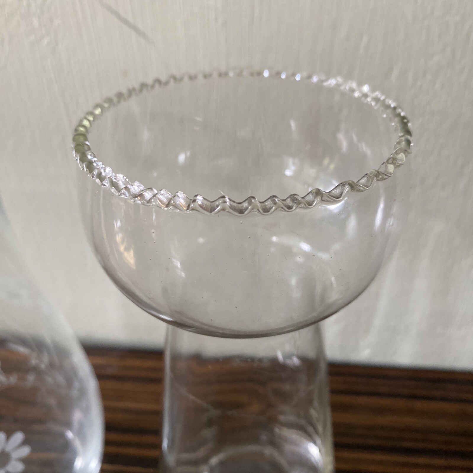 Vintage Hyacinth Vase Clear Glass Bulb Forcing & small engraved Vase