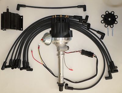 Small Cap CHEVY CORVETTE Tach Drive BLACK HEI Distributor + Coil + Wires Over VC