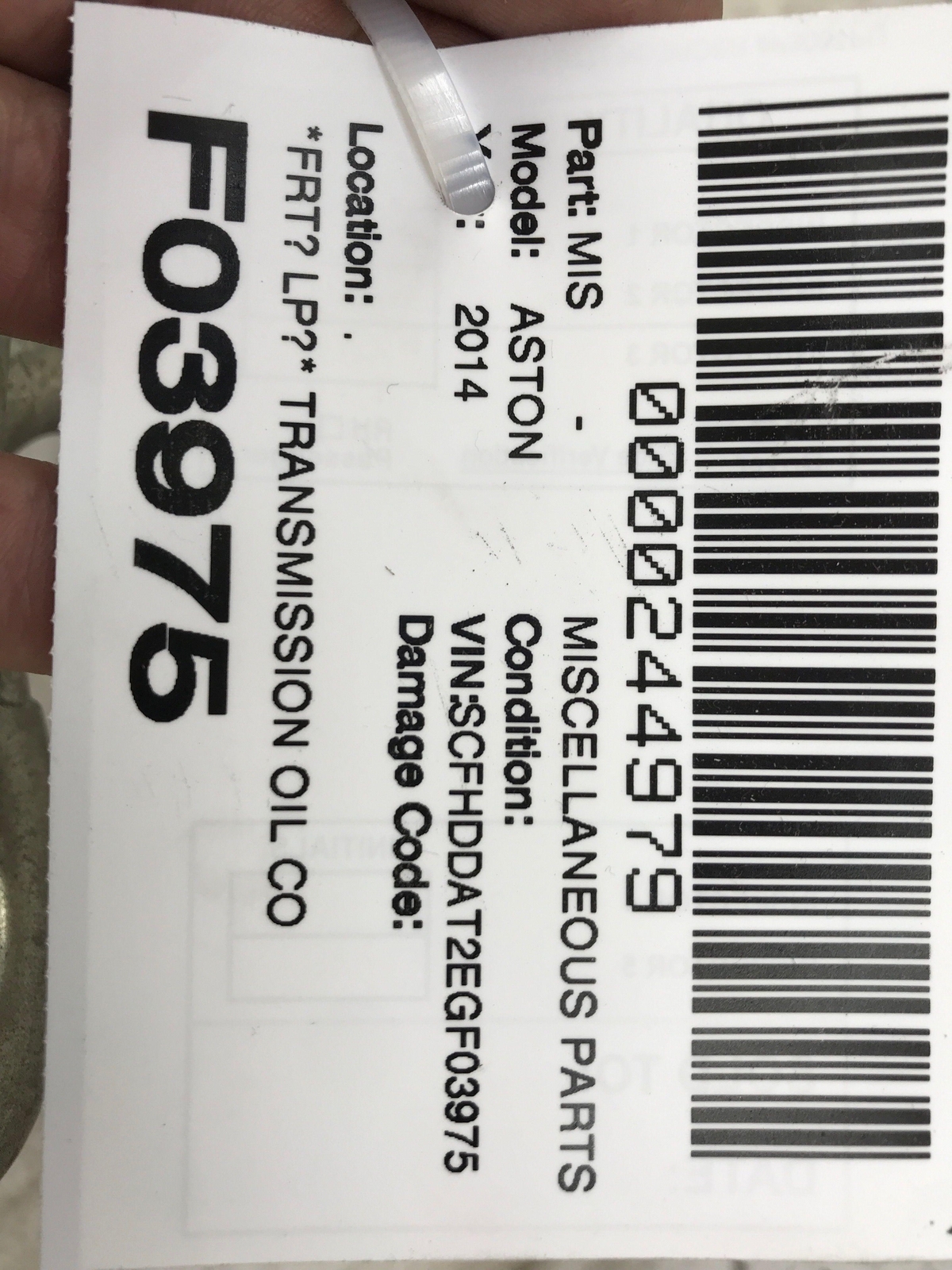 ASTON MARTIN RAPIDE TRANSMISSION OIL COOLER LINE HOSE PIPE AD43-321363-AC OEM