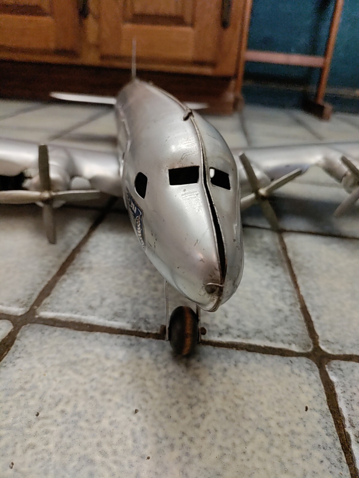 MARX 1950's Pan American Airways Metal Toy Airliner, Working Props.