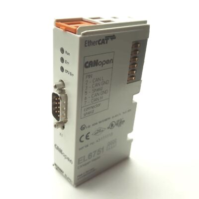 Beckhoff EL6751 EtherCAT CANopen Master Terminal, 9-Pin D-Sub Male