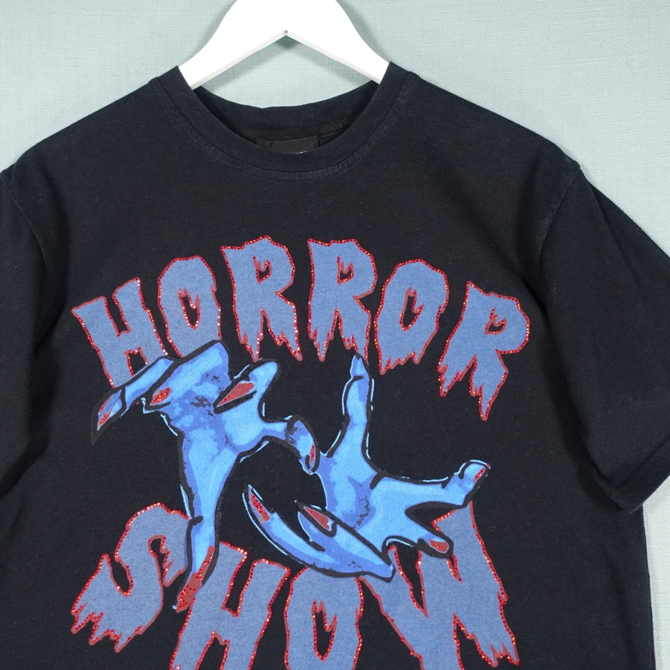 The Kooples T Shirt Mens 2 Black Blue Red Sequin Paris Horror Show Monster Claws - Image 3 of 4