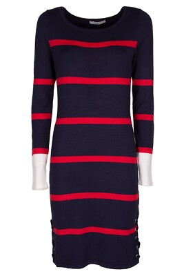 TOM TAILOR Womens Dress Knit Dress Ladies Dress Eyelet Blue Red NEW Size 34 36