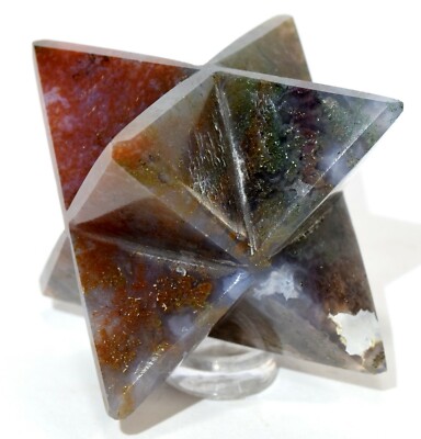 2.5 '' Rot W / Grün & Blau Moos Achat Edelstein Kristall Mineral 8 Point Star