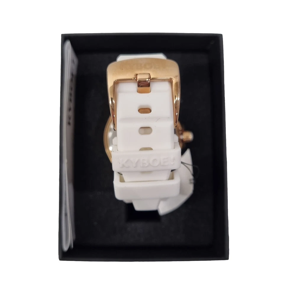 ¡KYBOE! Nuevo reloj de pulsera Giant 40 iluminado cuarzo blanco y oro rosa correa de plástico Foto 3 de 4