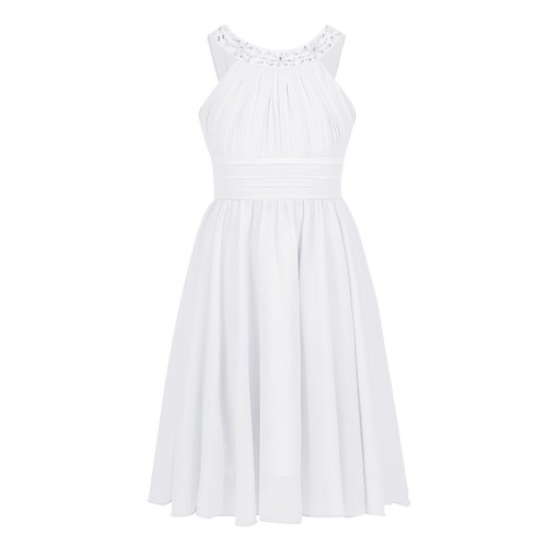Mädchen Festlich Chiffon Kleider Kinder Sommer Hochzeits gefaltete Partykleider - Bild 53 von 63
