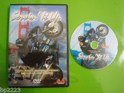 ILLEGAL CYCLE STUNTS, GO-PEDS-GO-KARTS & CRASHES ''SERVIN' IT UP'' DVD, NEW SEALED