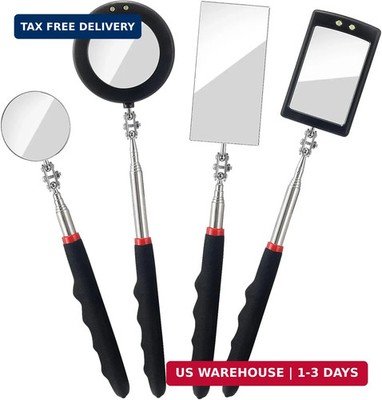 4PCS Telescoping Inspection Mirror LED Lighted Inspection Mirror for Mechanic Ch