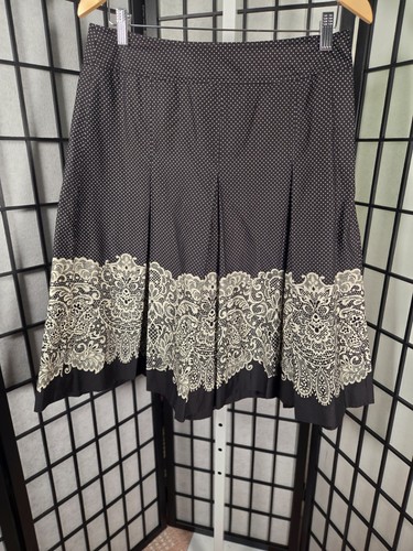 Talbots, Talbots 1950s Revival Polka Dot Lace Border Print A-Line Skirt Size 8