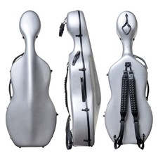 Carbon Fiber Cello Case - 11.5lb Light Wheels, Straps - Grey - CC-7002