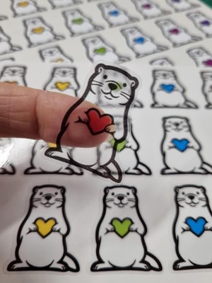 Niedliche Seeotter Vinyl Aufkleber Regenbogenfarben Klar Vinyl