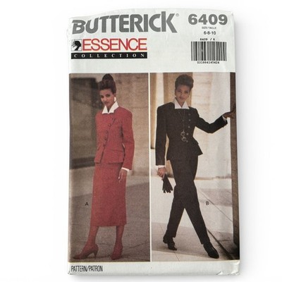 Butterick Sewing Pattern 6409 Uncut 90s Power Suit Jacket Skirt Top Pants 6 8 10