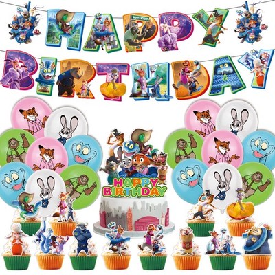 Zootopia Banner Kuchen Toppers Ballons Judy Hopps Geburtstagsfeier Dekorationen