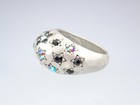 Sparkling Large Vintage Estate Silver Tone Rhinestone Floral Stars Bombe Ring 8 — photo 8
