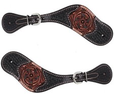 Horse Western Cowboy Boot Leather Antique Floral Tooled Spur Straps