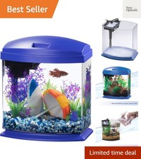 LED MiniBow Small Aquarium Fish Tank Kit with SmartClean Technology, Blue, 1 ...