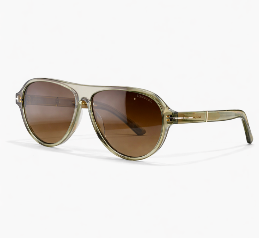 Tom Ford Quincy Sunglasses TF1080 Transparent Olive/Brown 59-13-145mm New