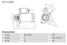 Starter BOSCH 0 986 020 411 for MITSUBISHI