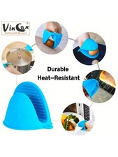 2PCS Silicone Pot Holder Mini Oven Mitt Kitchen Heat Resistant Finger Grips UK