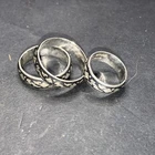 STERLING SILVER .925 Lot Ring Q11 Sz 5 SIAM Black Enamel Mid Middy Vintage Love