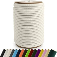 Natural White Cotton Rope 3/16 Inch 5mm 200 Feet Multi Purpose Utility Diamond