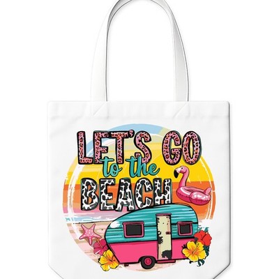 Lets go to the Beach große weiße Tragetasche lustiger Humor DTF. tasche