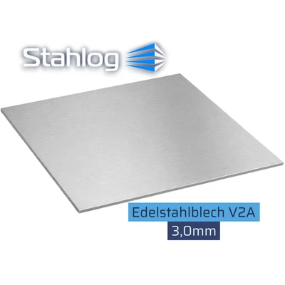 Edelstahlblech 3mm V2A (1.4301) – Zuschnitt nach Maß | Rostfrei | Viele Größen - Bild 1 von 2