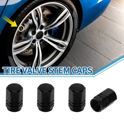 10x16MM Car Tire Valve Stem Caps Wheel Valve Cap Black for SUV Bike RV 4pcs