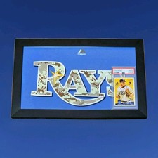 PSA10 GOUDEY #200 EVAN LONGORIA 16x11 Tampa Rays Pro MLB Apparel + 2008 U.D.