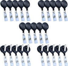 25 Pack Badge Reels Retractable Badge Holder with Clip, Id Clips for Badges, Id