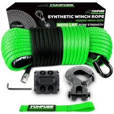 Synthetic Winch Rope Cable Kit 316 X 50ft 8500lbs Green Winch Rope With Pr...