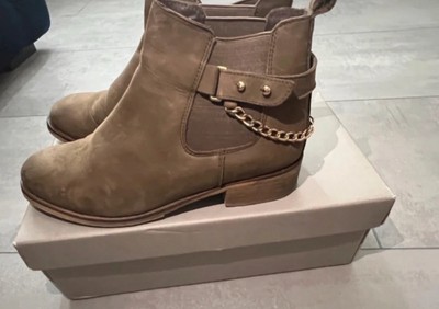 Cox Lederstiefeletten Stiefel in Khaki Größe 39 mit goldener Kette