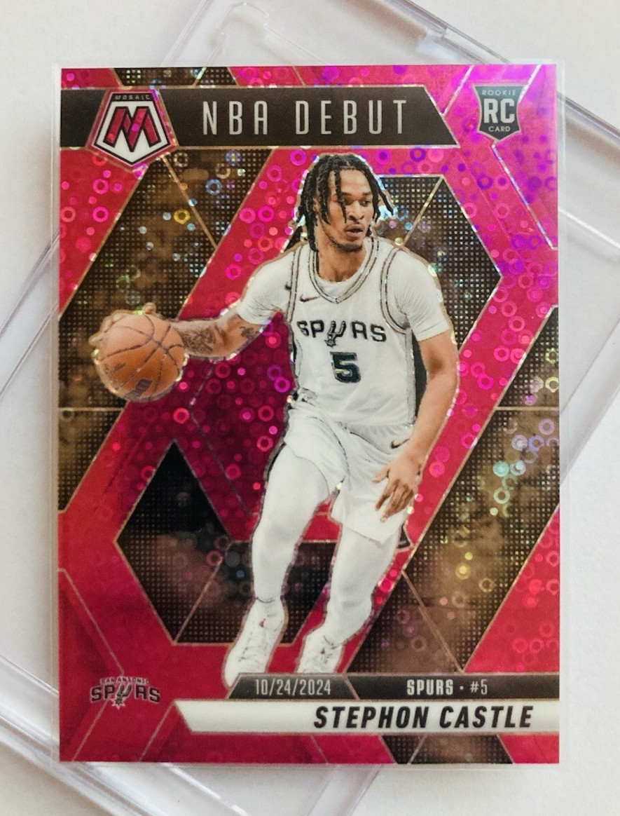 STEPHON CASTLE ~ RoOkiE 09/20 ~ 2024 Mosaic #267 NBA Debut Pink Disco /20