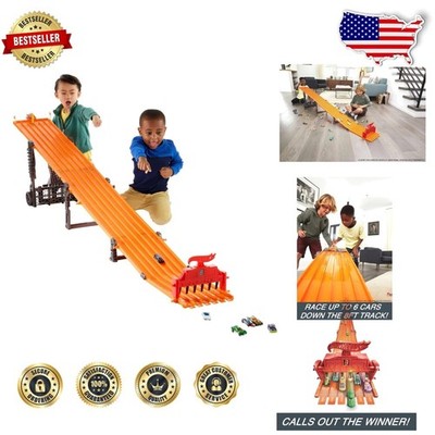 Vibrant Hot Wheels 6-Lane Raceway, 8ft Track, 6 Cars, Lights & Sounds