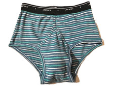 Vtg JOCKEY Mens Blue Stripe Low Rise Fly Front Cotton Brief Underwear sz 34