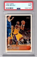 1996 Topps Kobe Bryant Rookie RC #138 PSA 9 Mint Los Angeles Lakers Rookie Card. rookie card picture