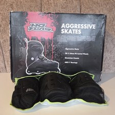 No Fear Black Aggressive Inline Skates UK 6 Roller Blades boxed &protection pack