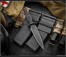 RMJ Tactical Knife Raider Dagger Blackout CPM-3V Graphite Black Finish Black G10