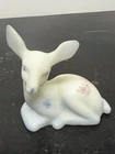 Fenton White Blossoms Burmese Deer Rare Signed No Chips