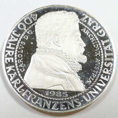 1985 Austria 500 Schilling Silver 400th Anniversary Graz University Coin #60091C