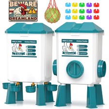 Chicken Feeder and Waterer Set - 3 Gallon/26.5 Pounds, Automatic Chicken Wate...