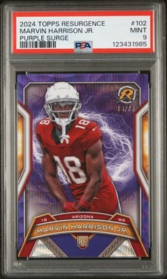 2024 Topps Marvin Harrison Jr. Purple Surge PSA 9 Jersey # Match!