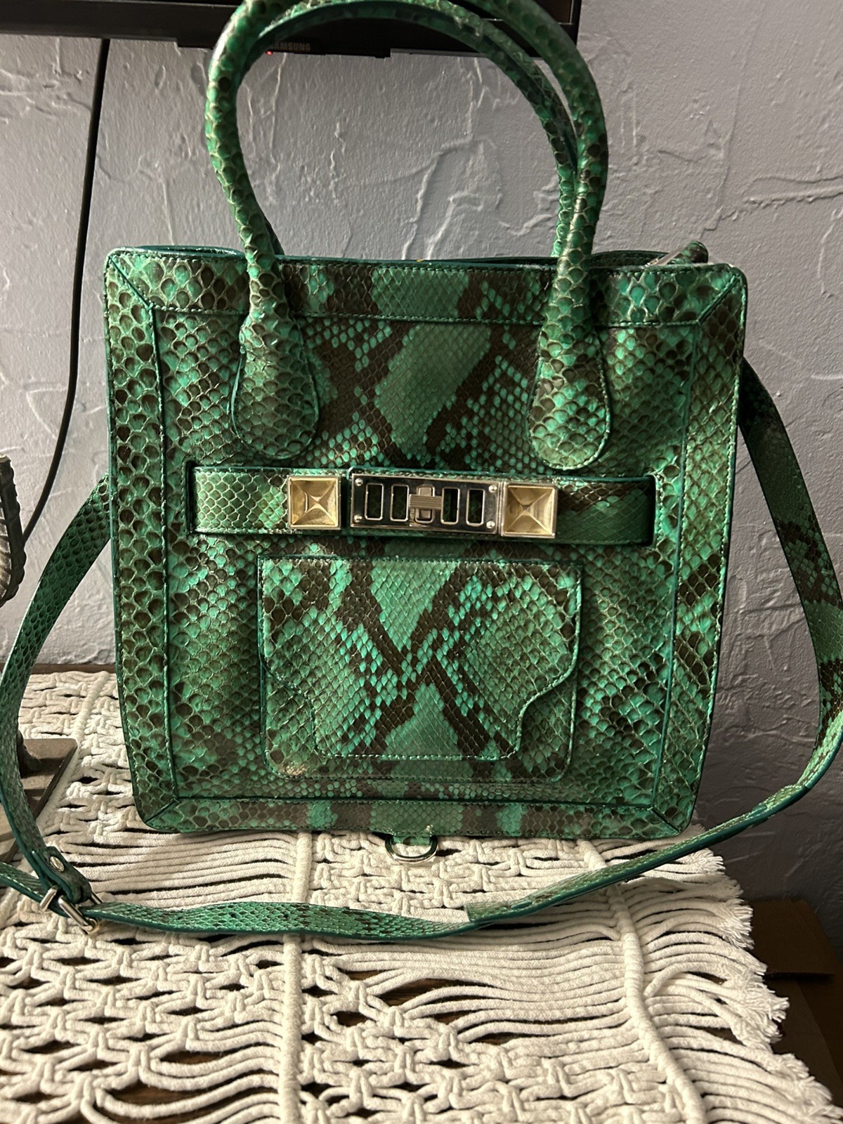 Proenza Schouler Green Python PS11 Highlighter To… - image 1
