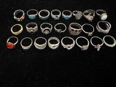 Sterling Silver Rings, 99.35 grams total weight- CM-092