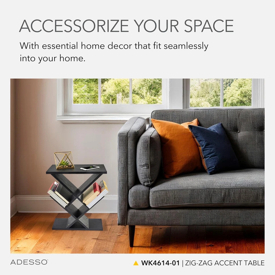 Mesa de acento en zig-zag - Estantería de mesa - Mesa auxiliar de almacenamiento. Muebles para el hogar... Foto 2 de 4