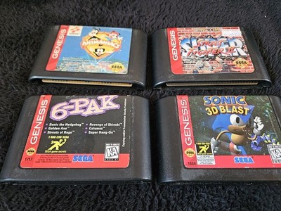 LOT OF 4 TESTED SEGA GENESIS GAMES - Street Fighter II,6 Pack,Sonic 3D,animaniac