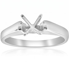 14k White Gold Solitaire Cathedral Engagement Ring Setting Solid Semi Mount